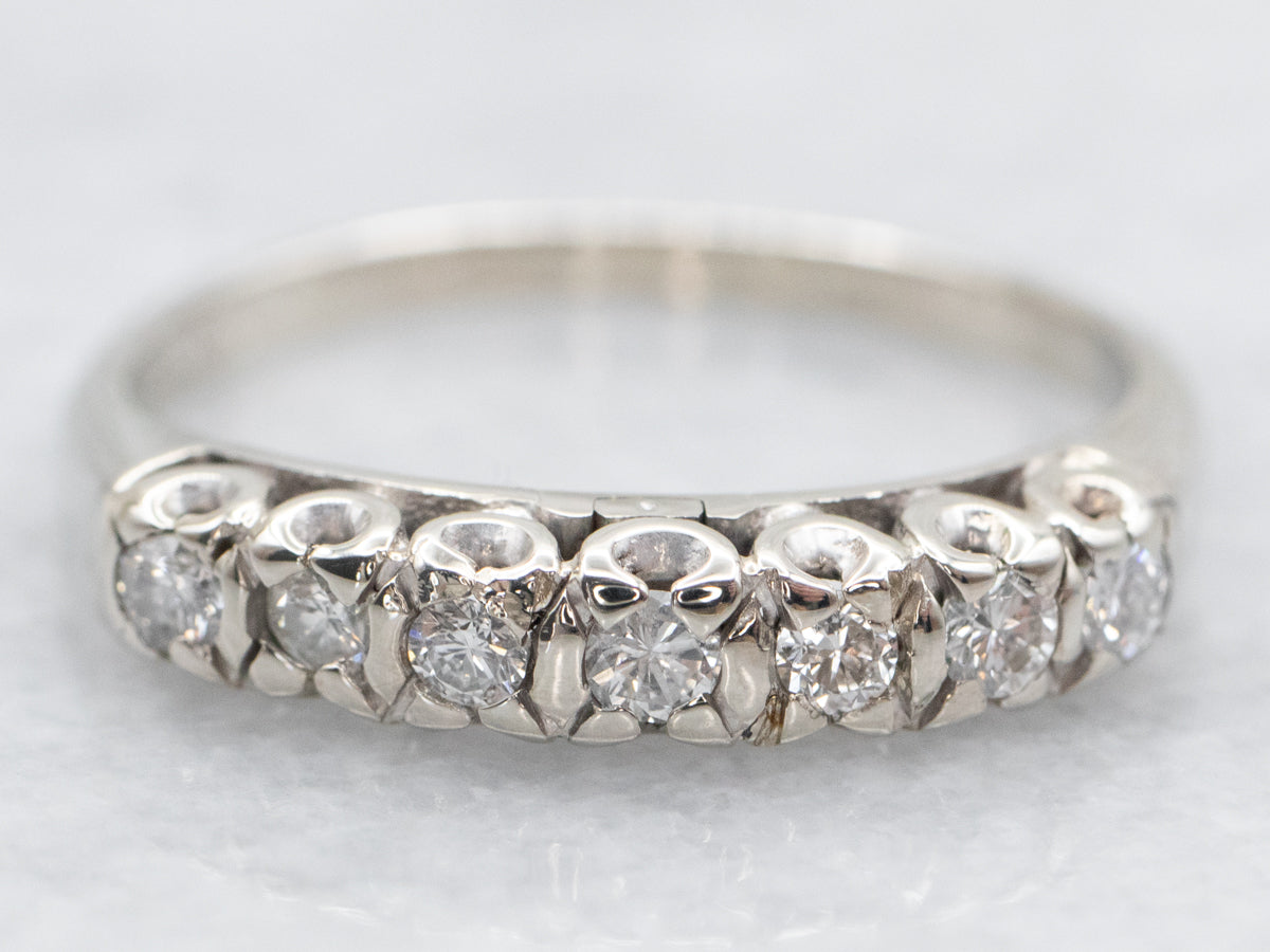 Vintage Diamond White Gold Wedding Band