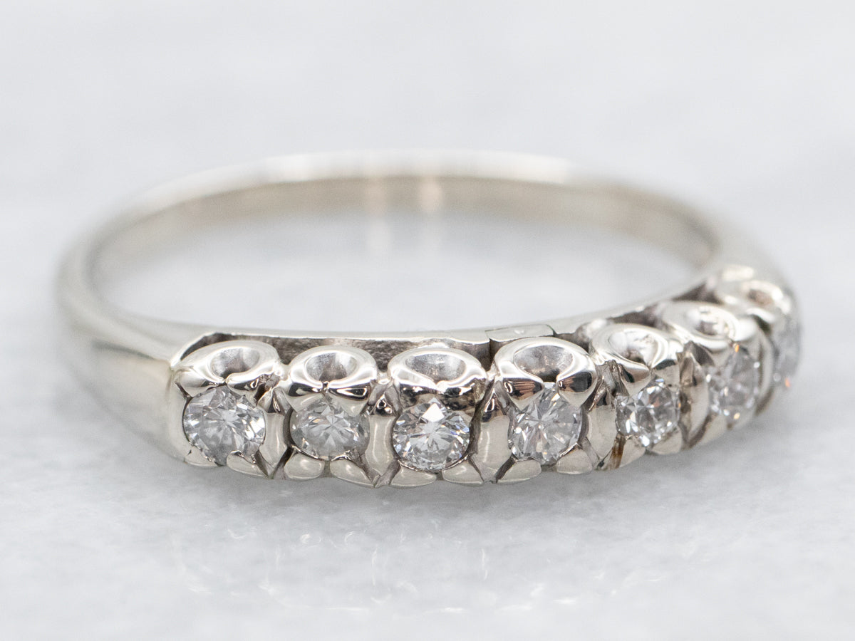 Vintage Diamond White Gold Wedding Band