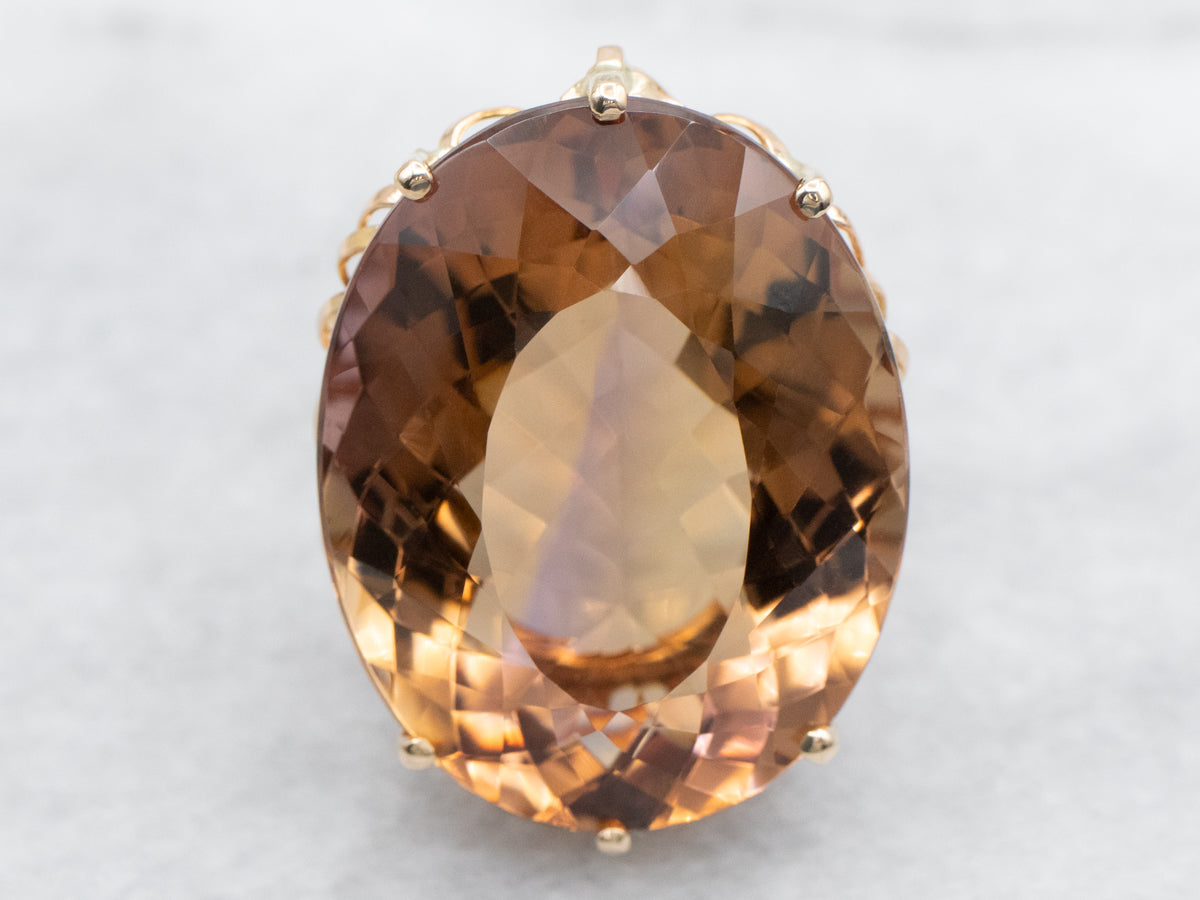 Smoky Quartz Solitaire Cocktail Ring