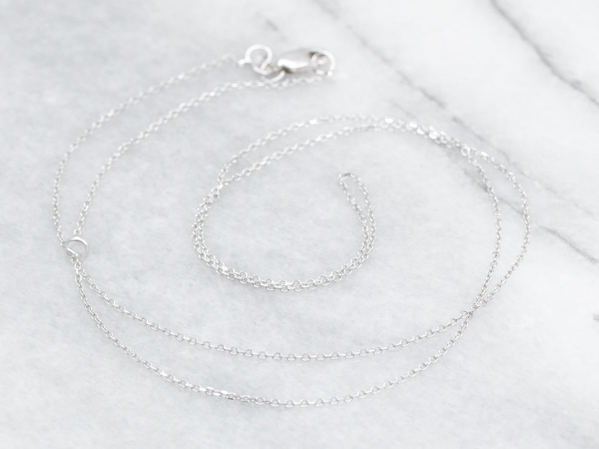 White Gold Adjustable Cable Chain with Lobster Clasp