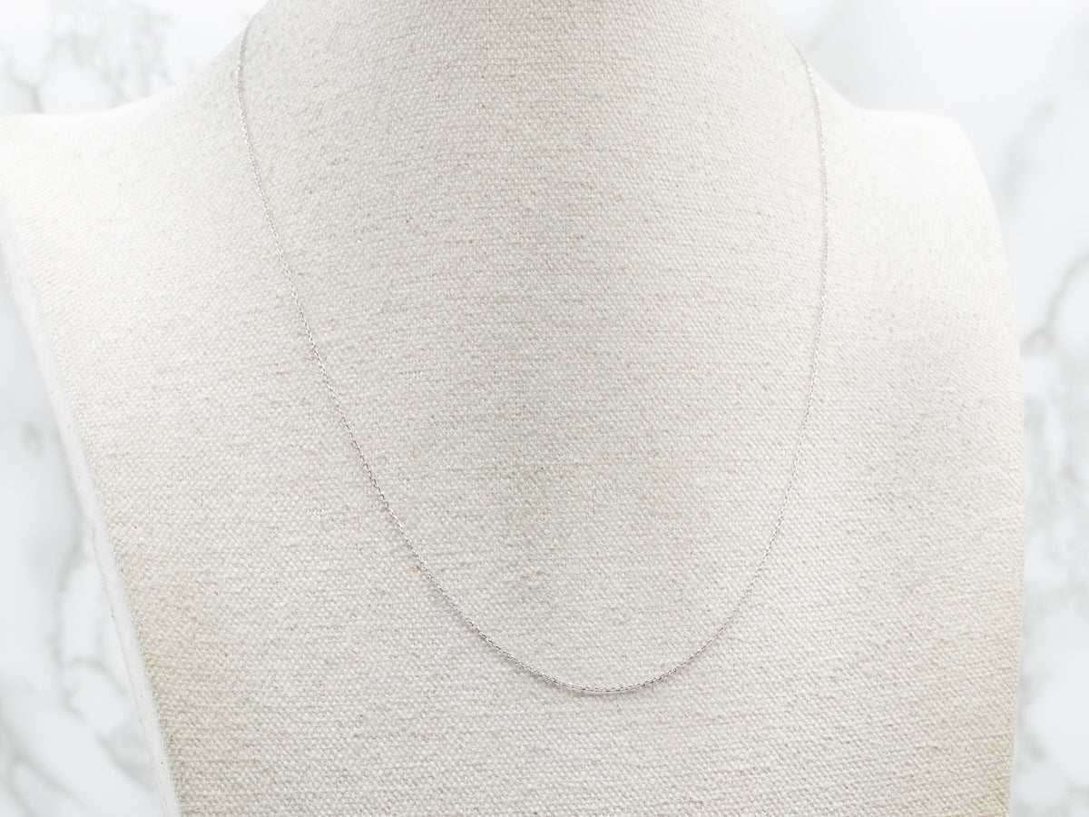 White Gold Adjustable Cable Chain with Lobster Clasp