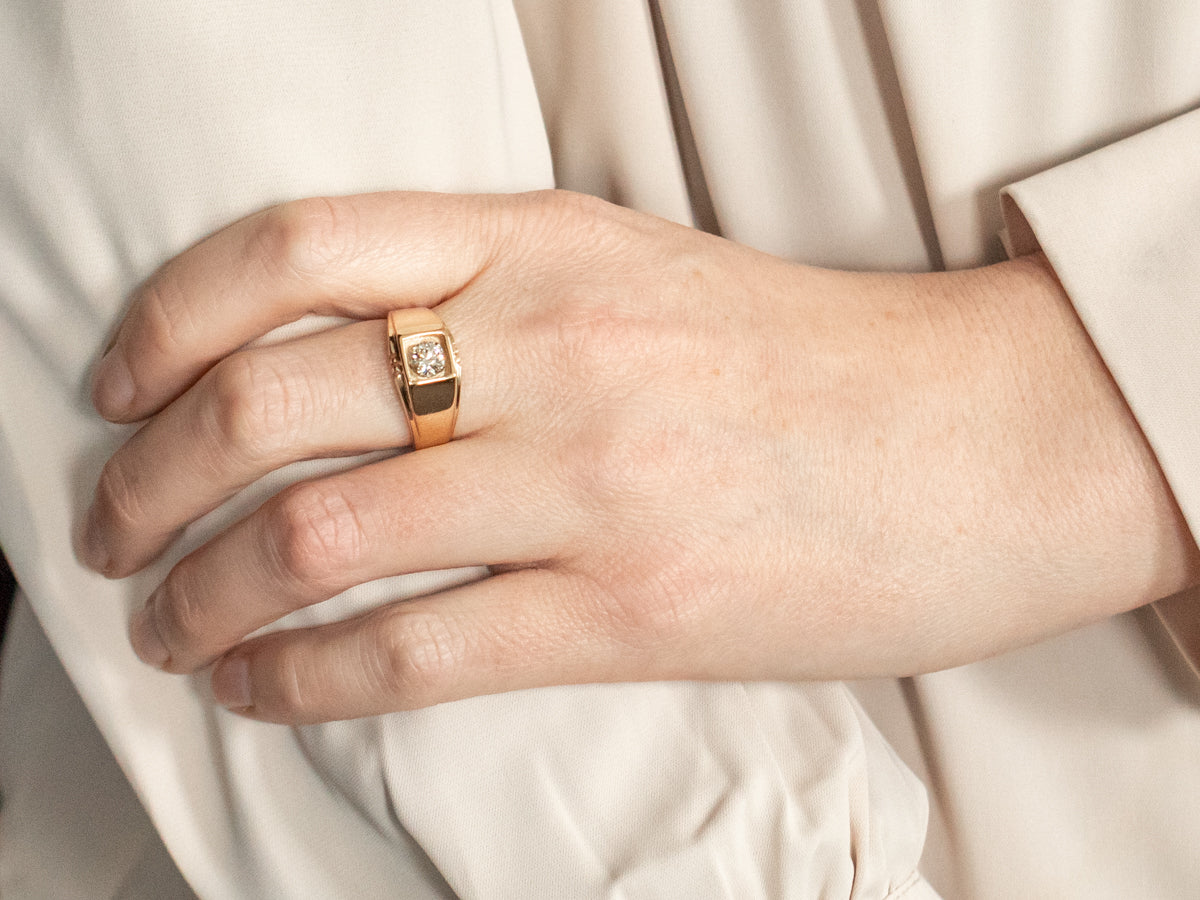 European Cut Diamond Solitaire Engagement Ring