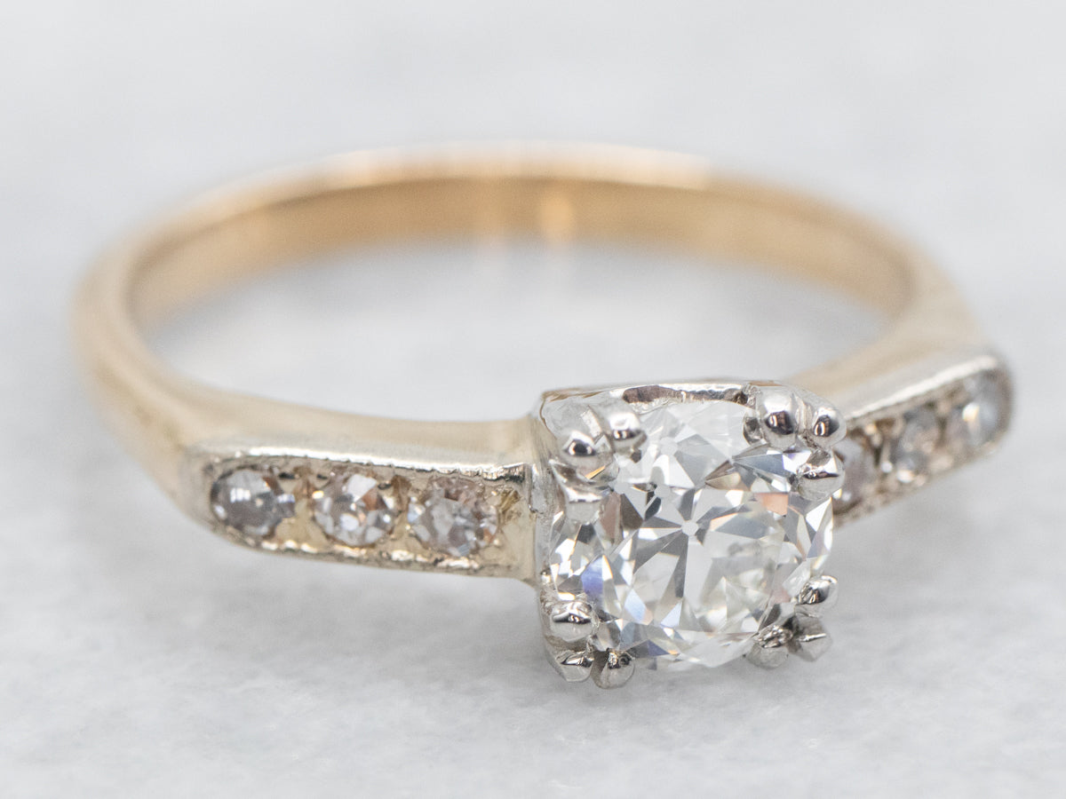 Retro European Cut Diamond Engagement Ring