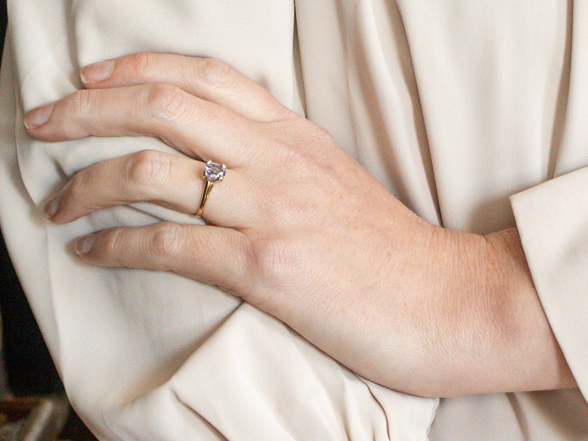 Oval Cut Purple Sapphire Solitaire Ring