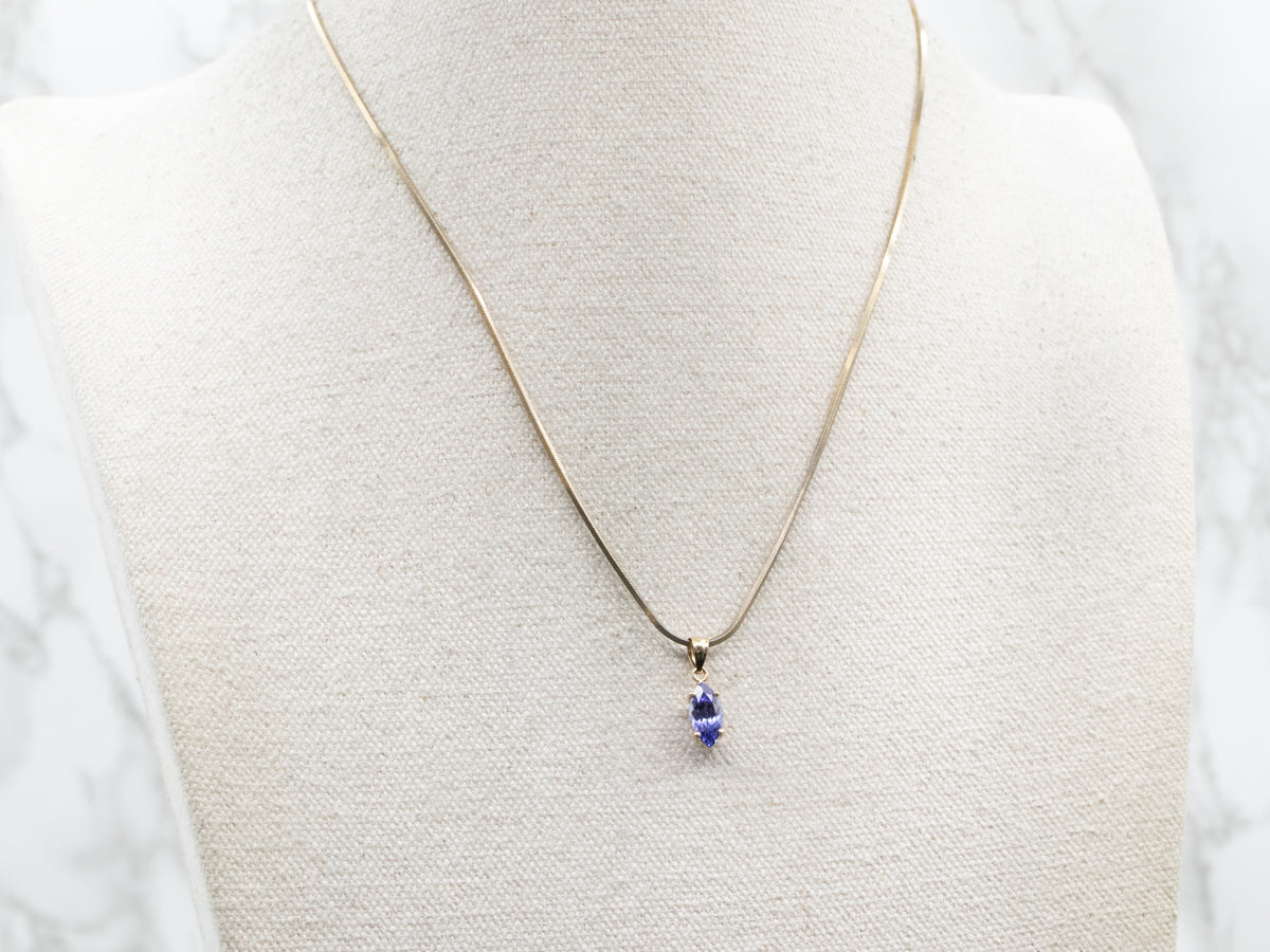 Marquise Cut Tanzanite Solitaire Pendant