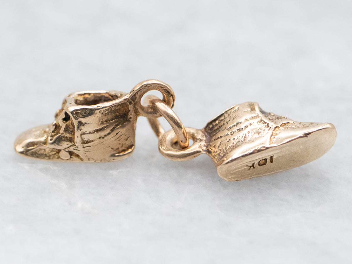 Vintage Gold Baby Booties Charm