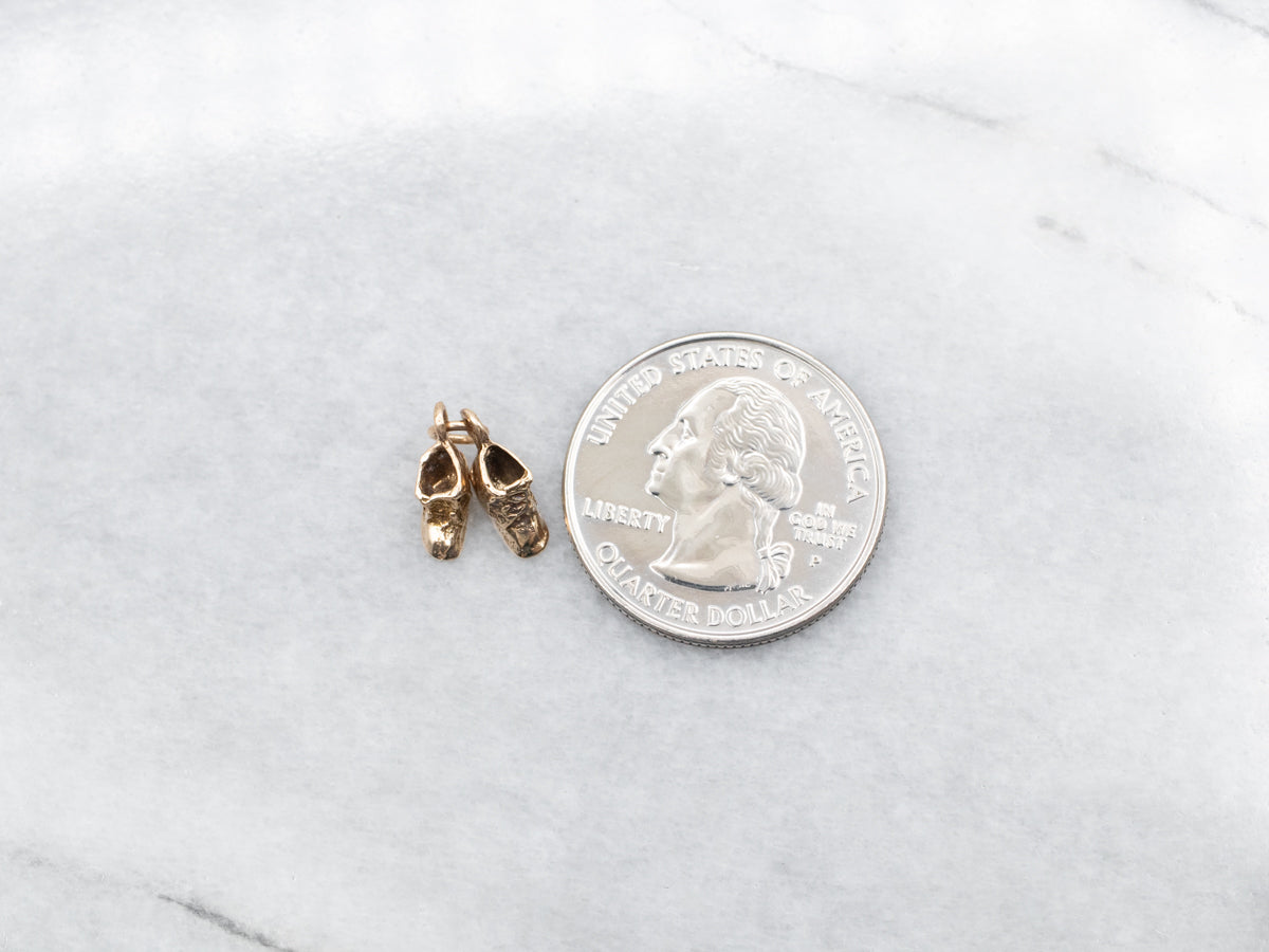 Vintage Gold Baby Booties Charm
