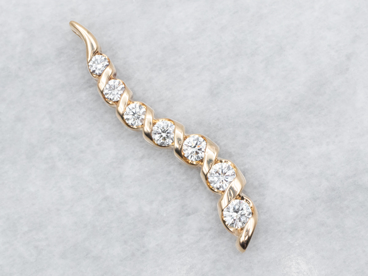 Graduated Diamond Swirl Drop Pendant