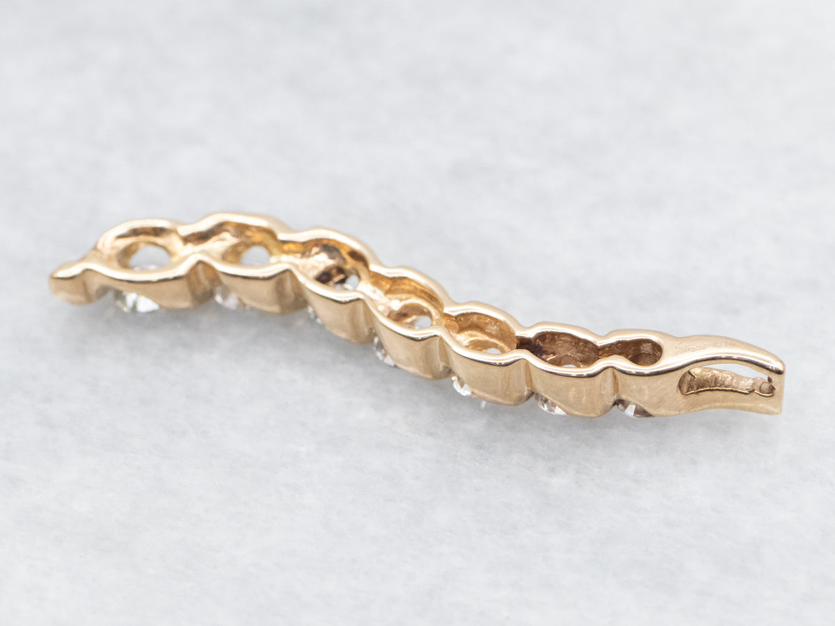 Graduated Diamond Swirl Drop Pendant