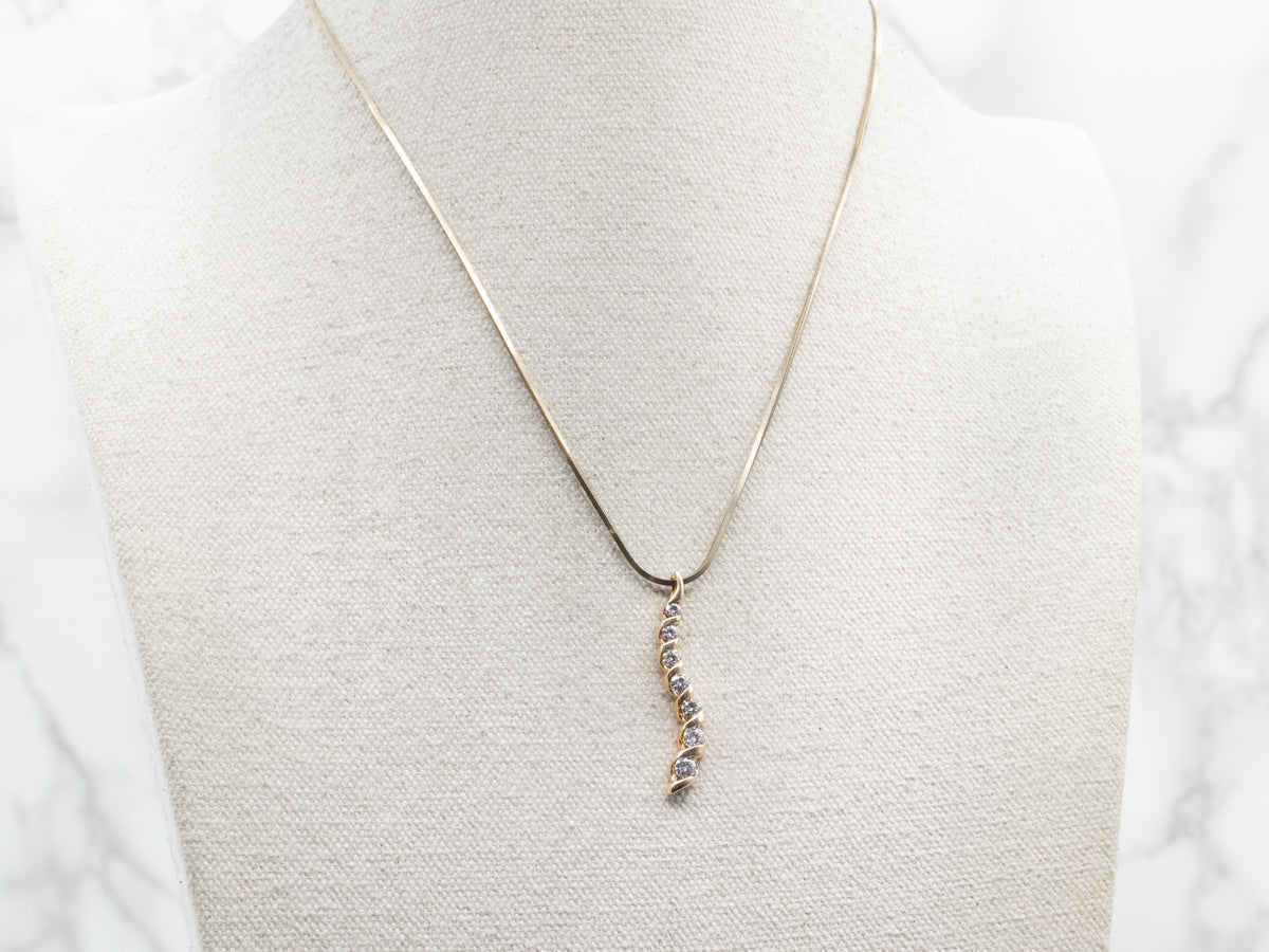 Graduated Diamond Swirl Drop Pendant