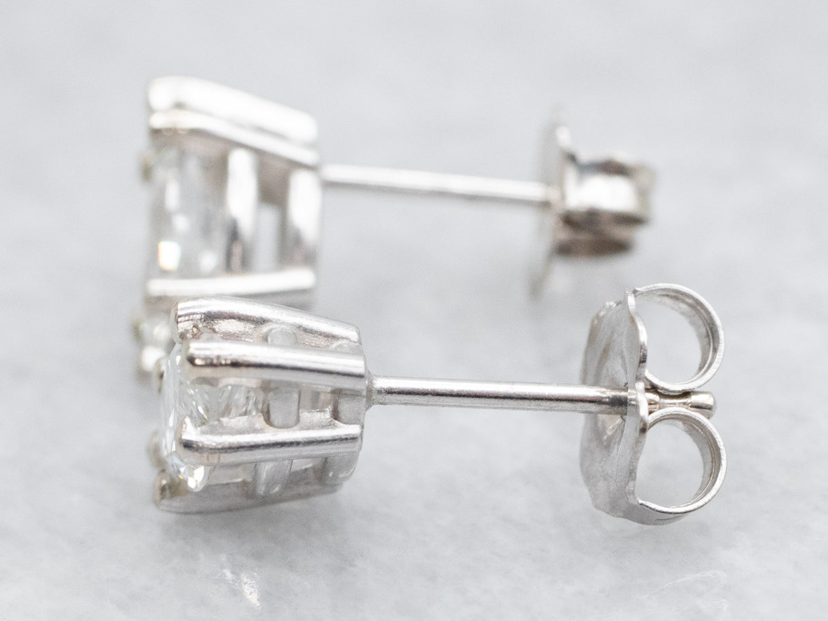 White Gold Marquise Cut Diamond Stud Earrings