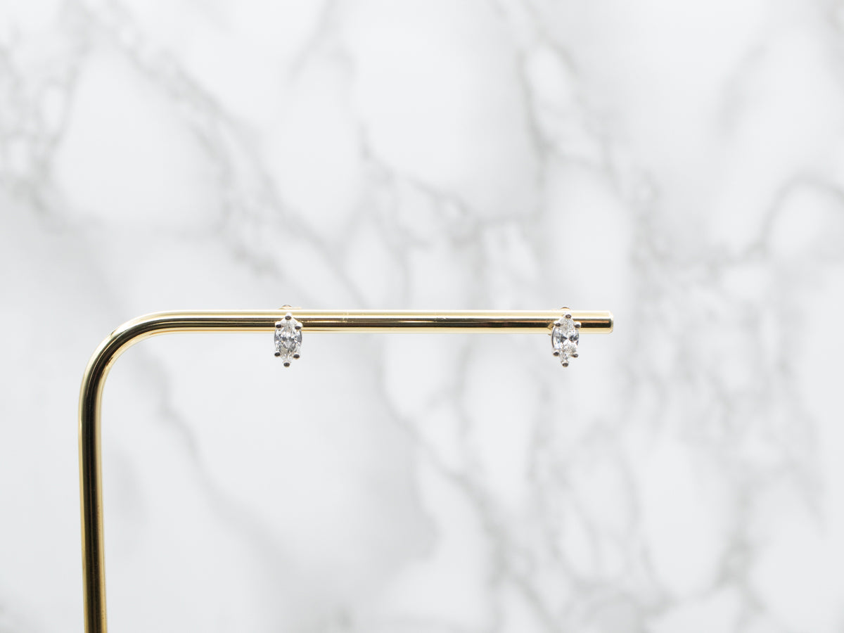 White Gold Marquise Cut Diamond Stud Earrings