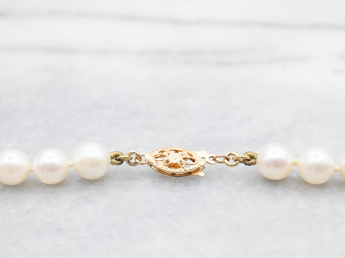 Long White Pearl Beaded Necklace