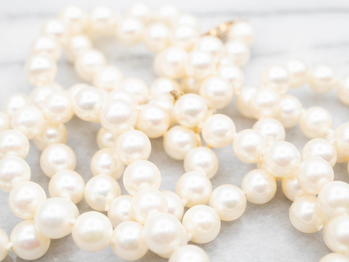 Long White Pearl Beaded Necklace