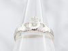 White Gold Claddagh Ring with Diamond Accent