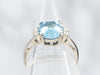 White Gold Blue Topaz Ring with Diamond Accents