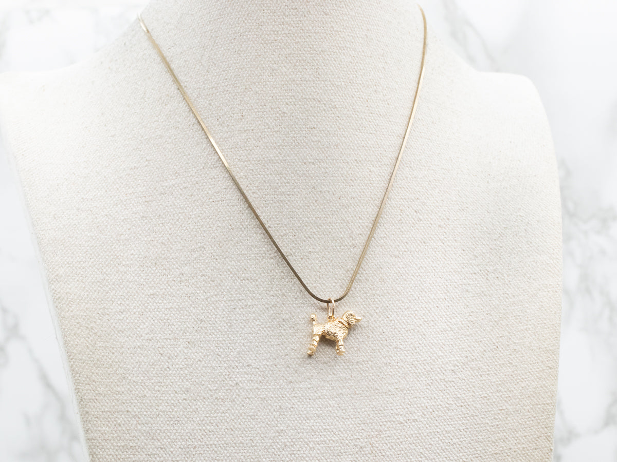 Yellow Gold Poodle Charm with Moving Head