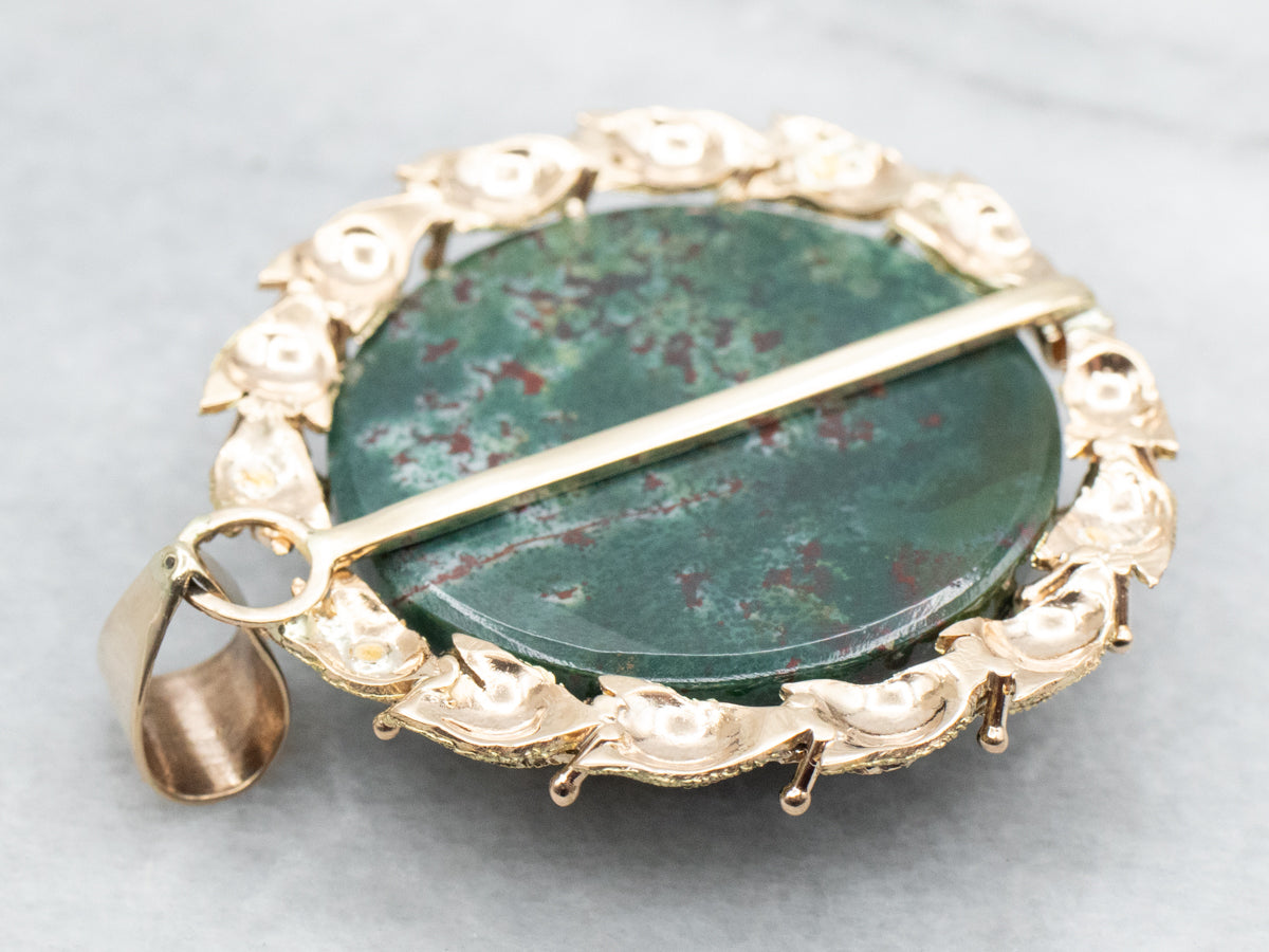 Bold Bloodstone Laurel Wreath Pendant