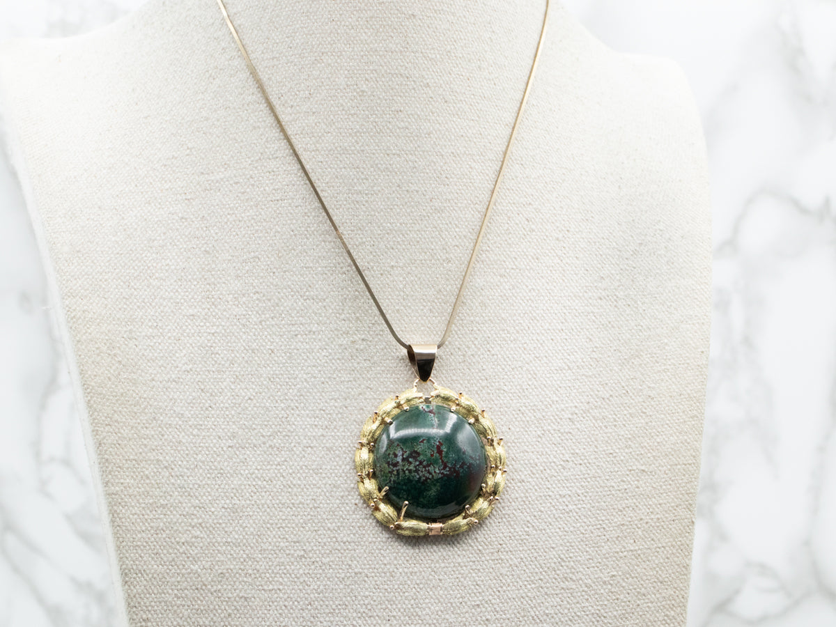 Bold Bloodstone Laurel Wreath Pendant