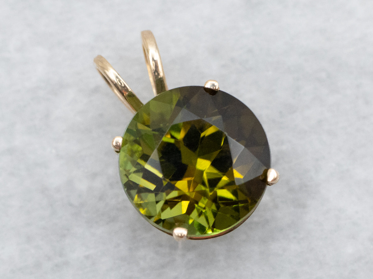 *RESERVED* Green Tourmaline Solitaire Pendant