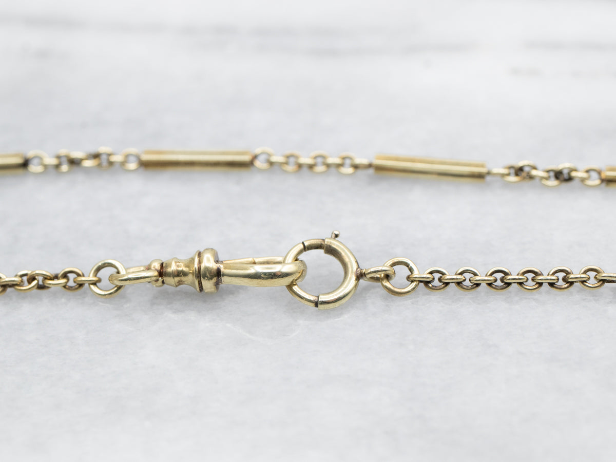 Bar Link Watch Chain with Spring Ring and Dog Clip Clasp