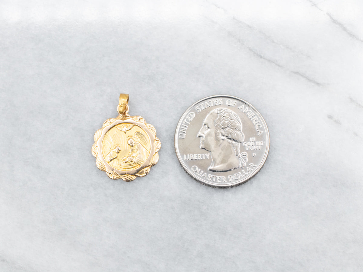 Religious Medal Disc Pendant
