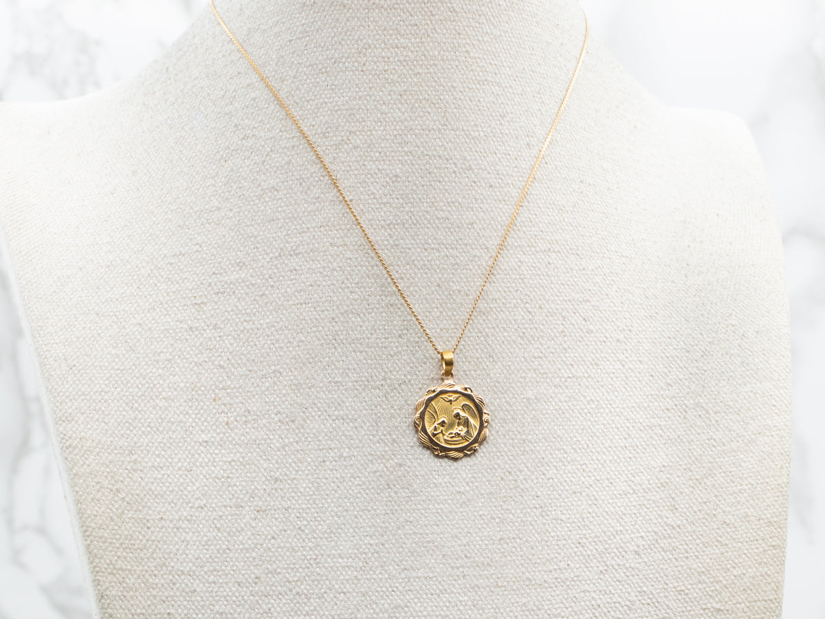Religious Medal Disc Pendant
