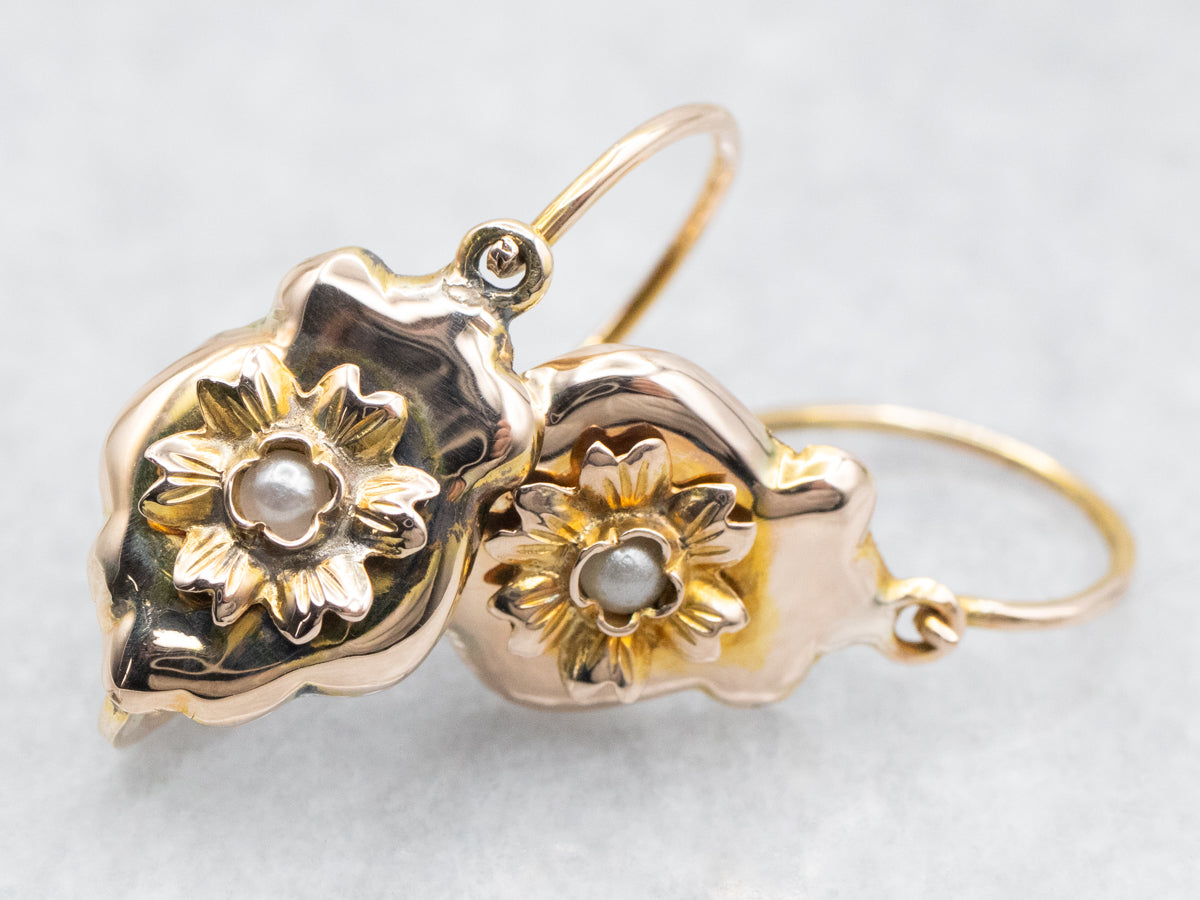 Pendientes colgantes florales con detalle de perlas de imitación