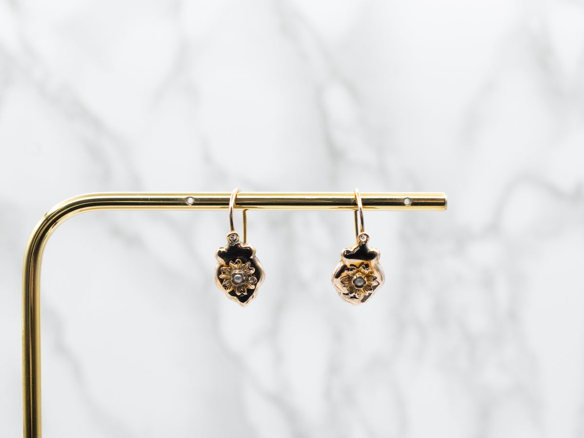 Pendientes colgantes florales con detalle de perlas de imitación