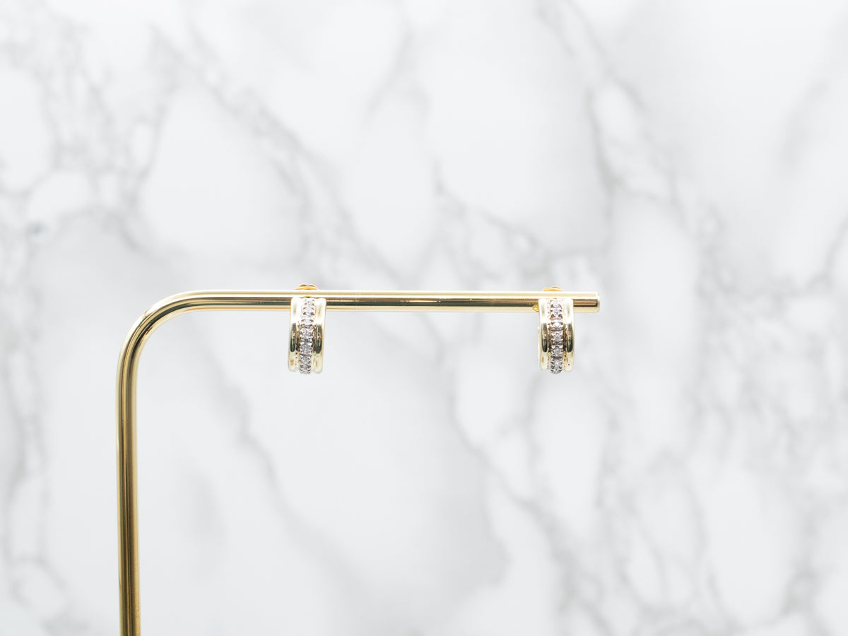 Pendientes de aro de diamantes de dos tonos