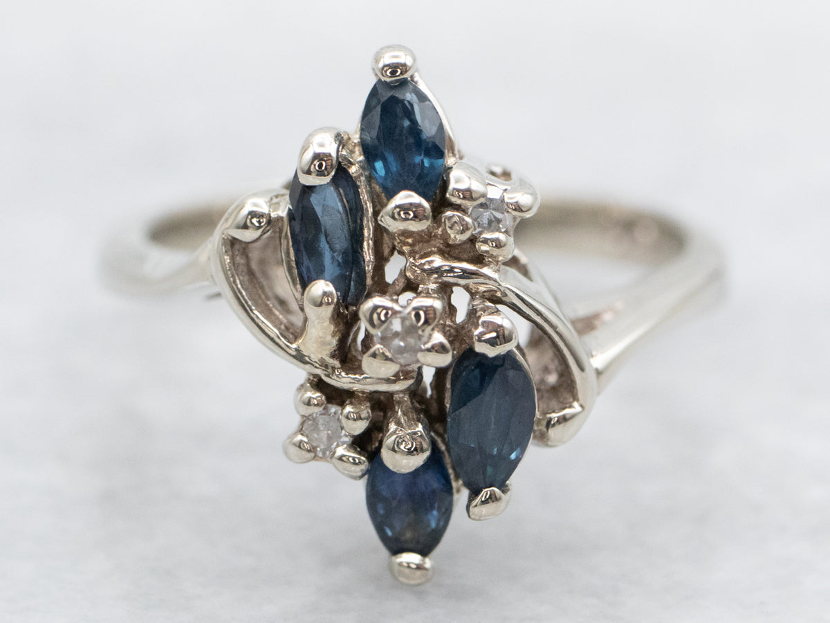 White Gold Sapphire and Diamond Ring