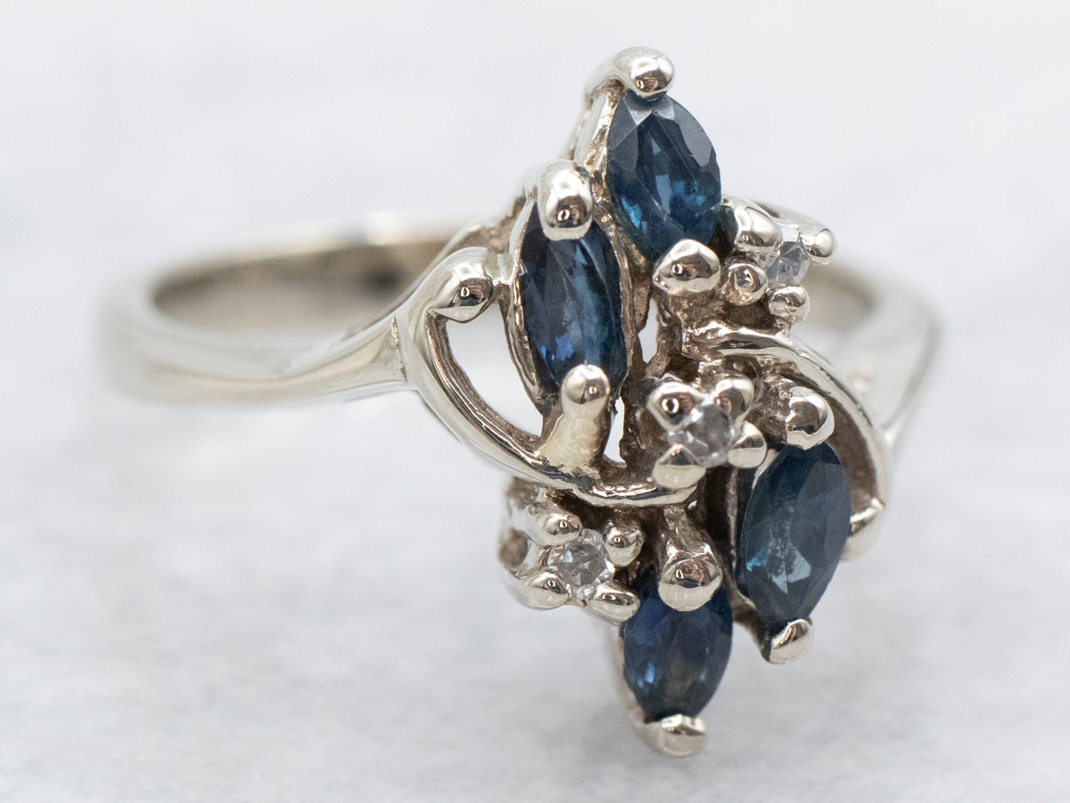 White Gold Sapphire and Diamond Ring