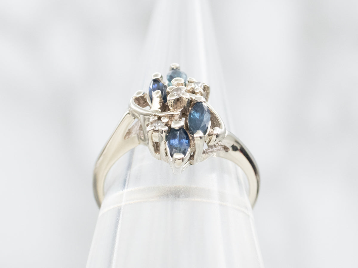 White Gold Sapphire and Diamond Ring