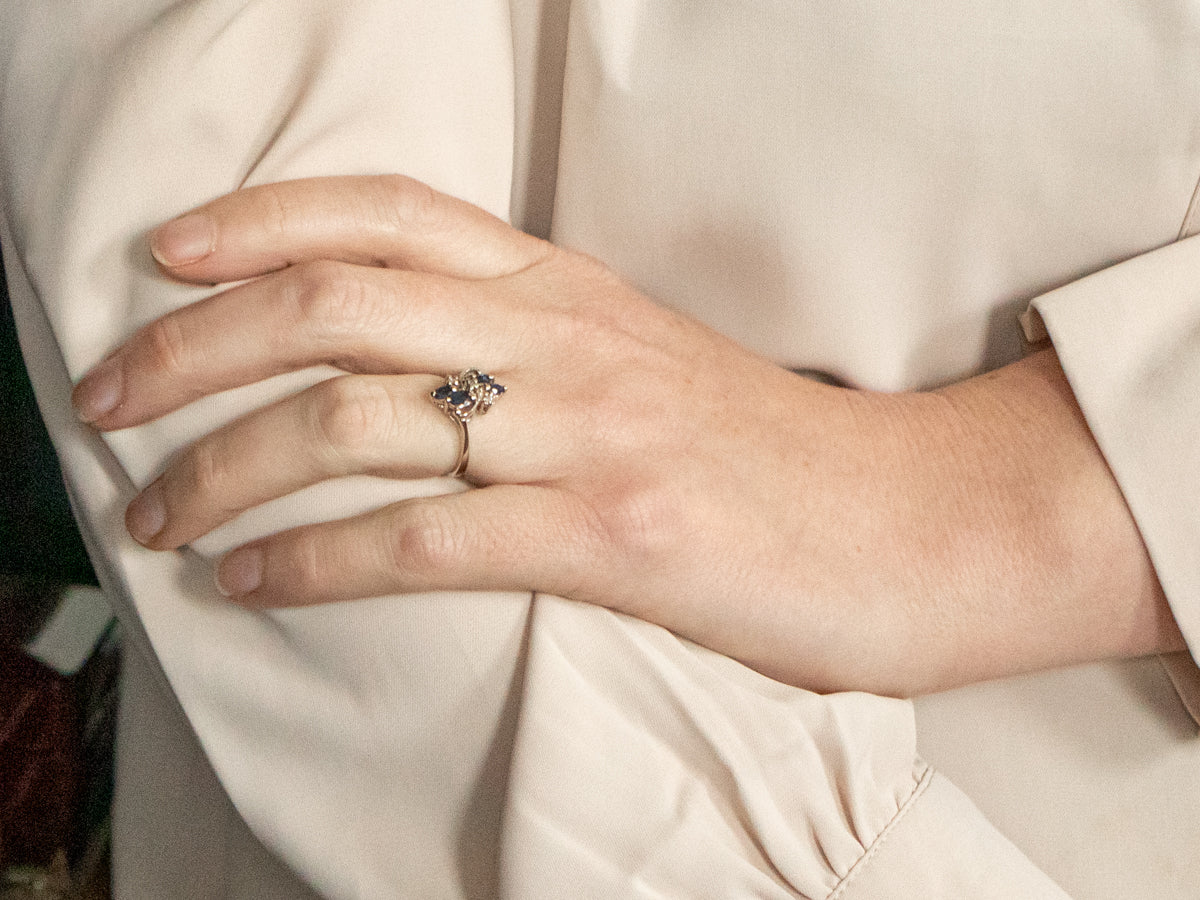 White Gold Sapphire and Diamond Ring