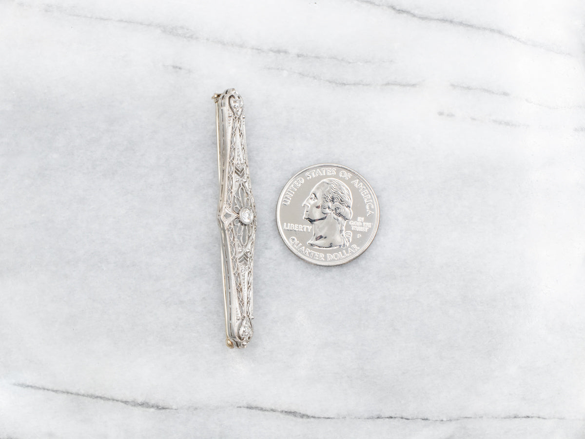 Broche de diamantes Art Déco de oro blanco