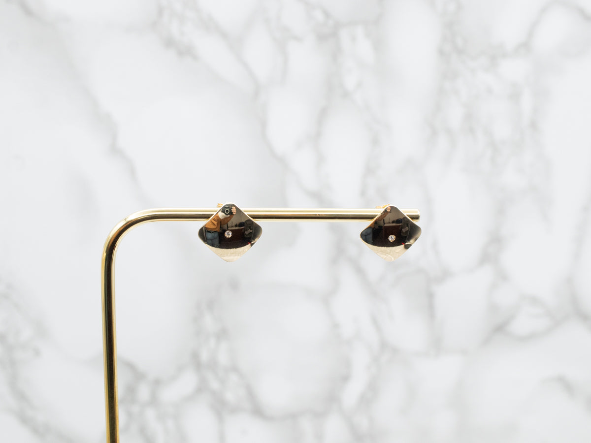 Twinkling Diamond Cufflink Stud Earrings