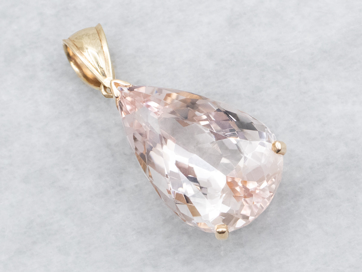 Pear Cut Morganite Solitaire Pendant