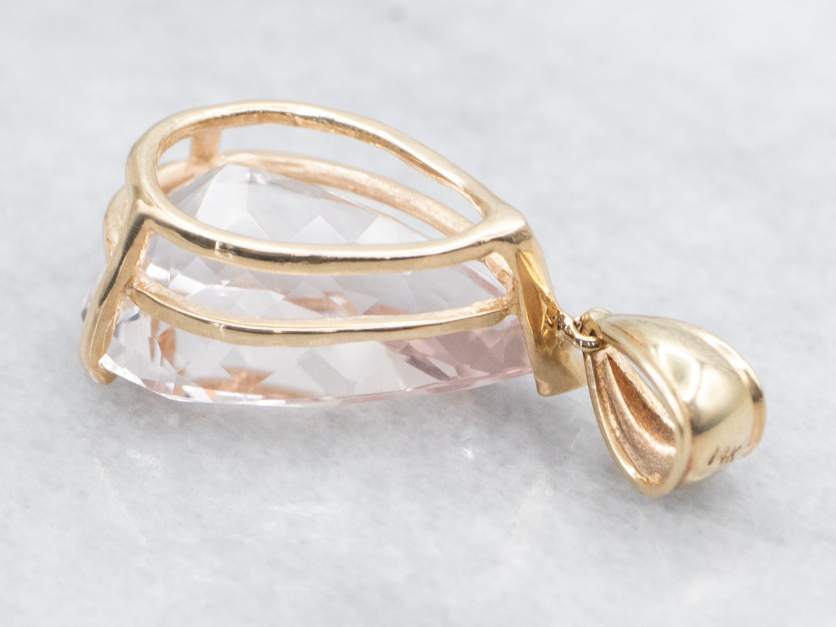 Pear Cut Morganite Solitaire Pendant
