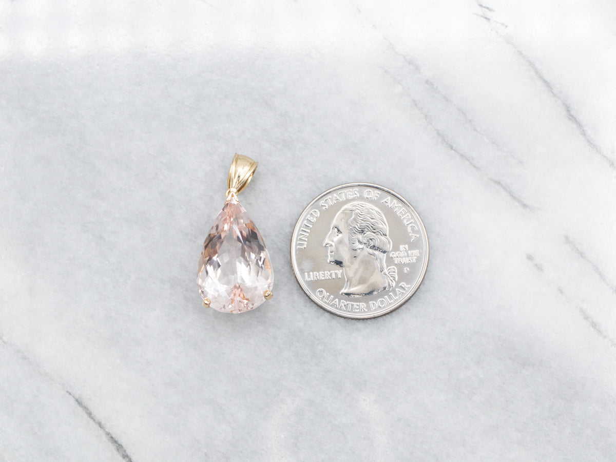 Pear Cut Morganite Solitaire Pendant