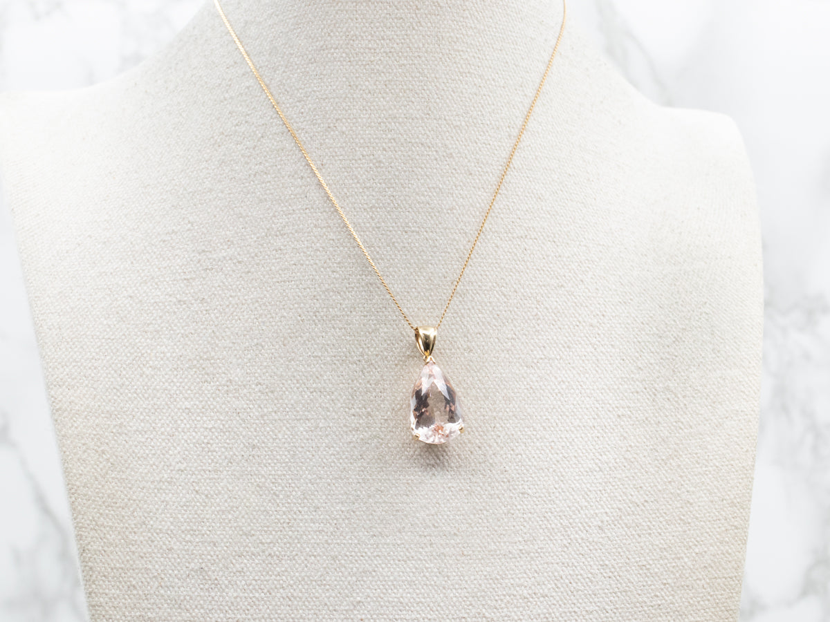 Pear Cut Morganite Solitaire Pendant
