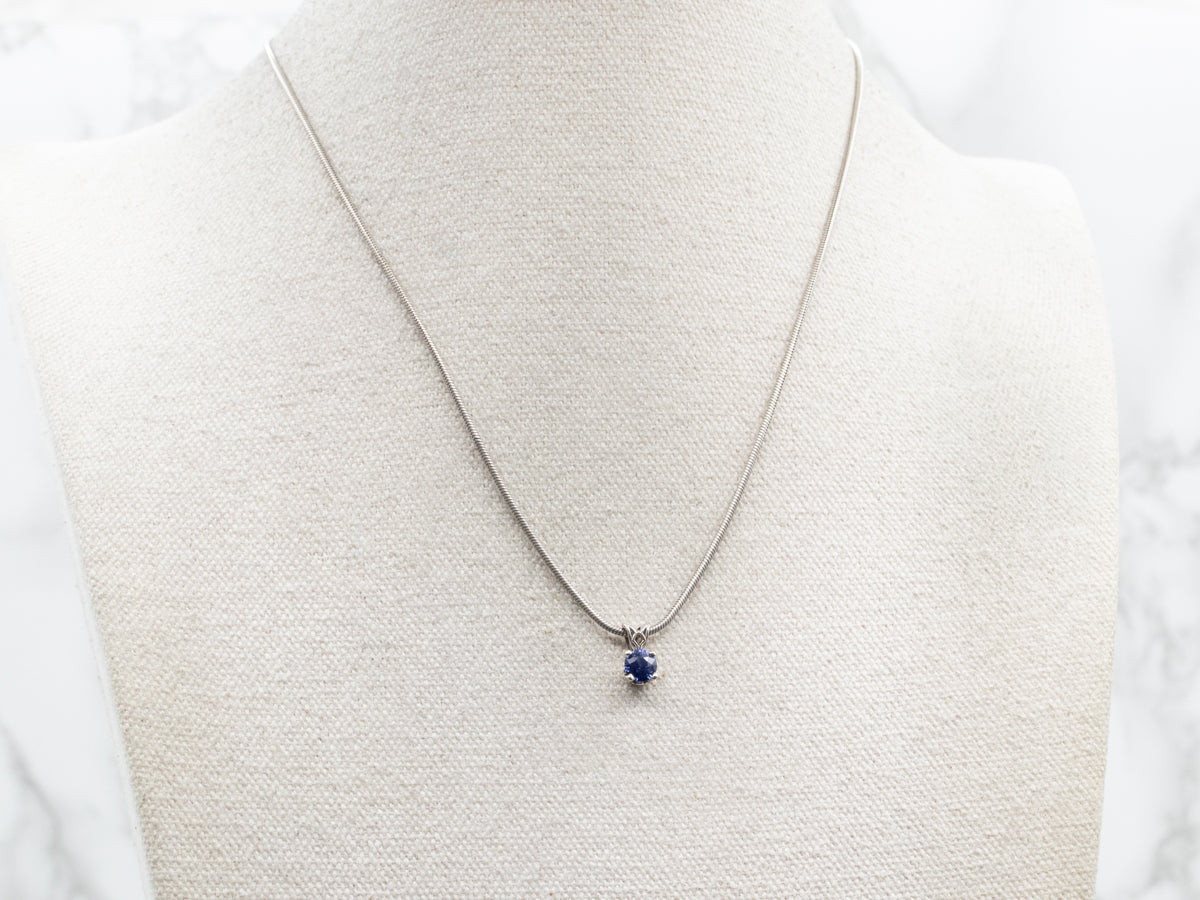 Classic White Gold Sapphire Solitaire Pendant