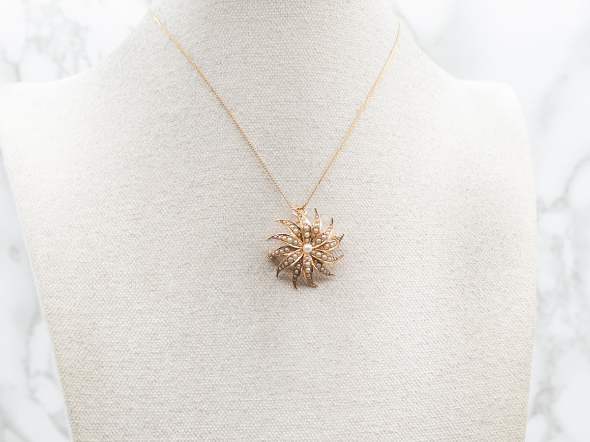 Victorian Gold & Seed Pearl Brooch/ Pendant | A.R. Ullmann Victorian Gold & Seed Pearl Brooch/ Pendant | A.R. Ullmann