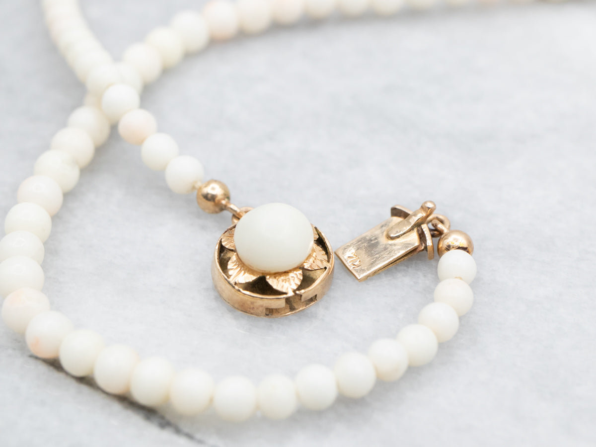 Graduated White Coral Necklace