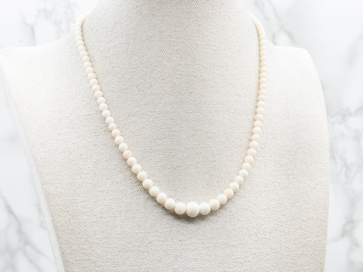 Graduated White Coral Necklace