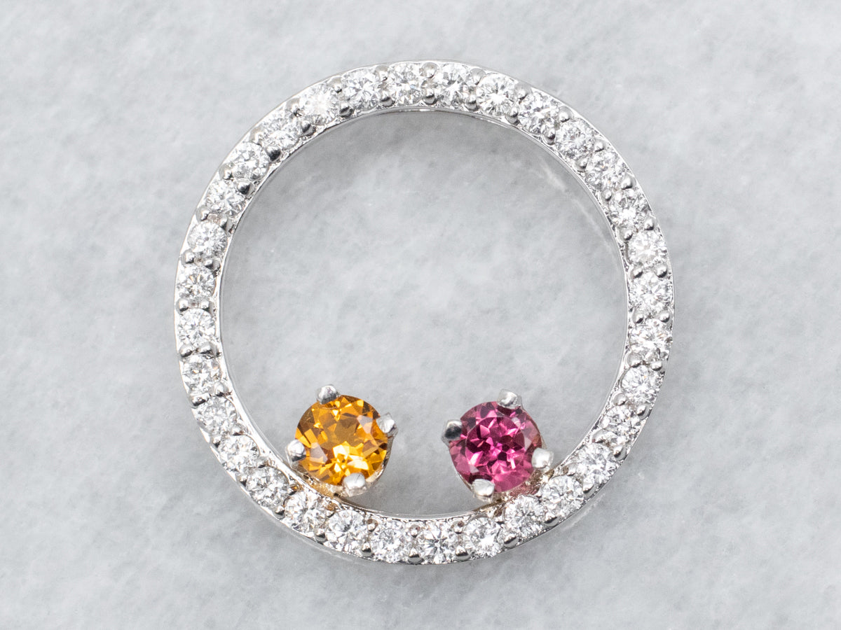 Diamond, Citrine, and Pink Tourmaline Pendant