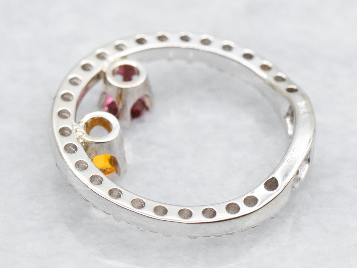 Diamond, Citrine, and Pink Tourmaline Pendant