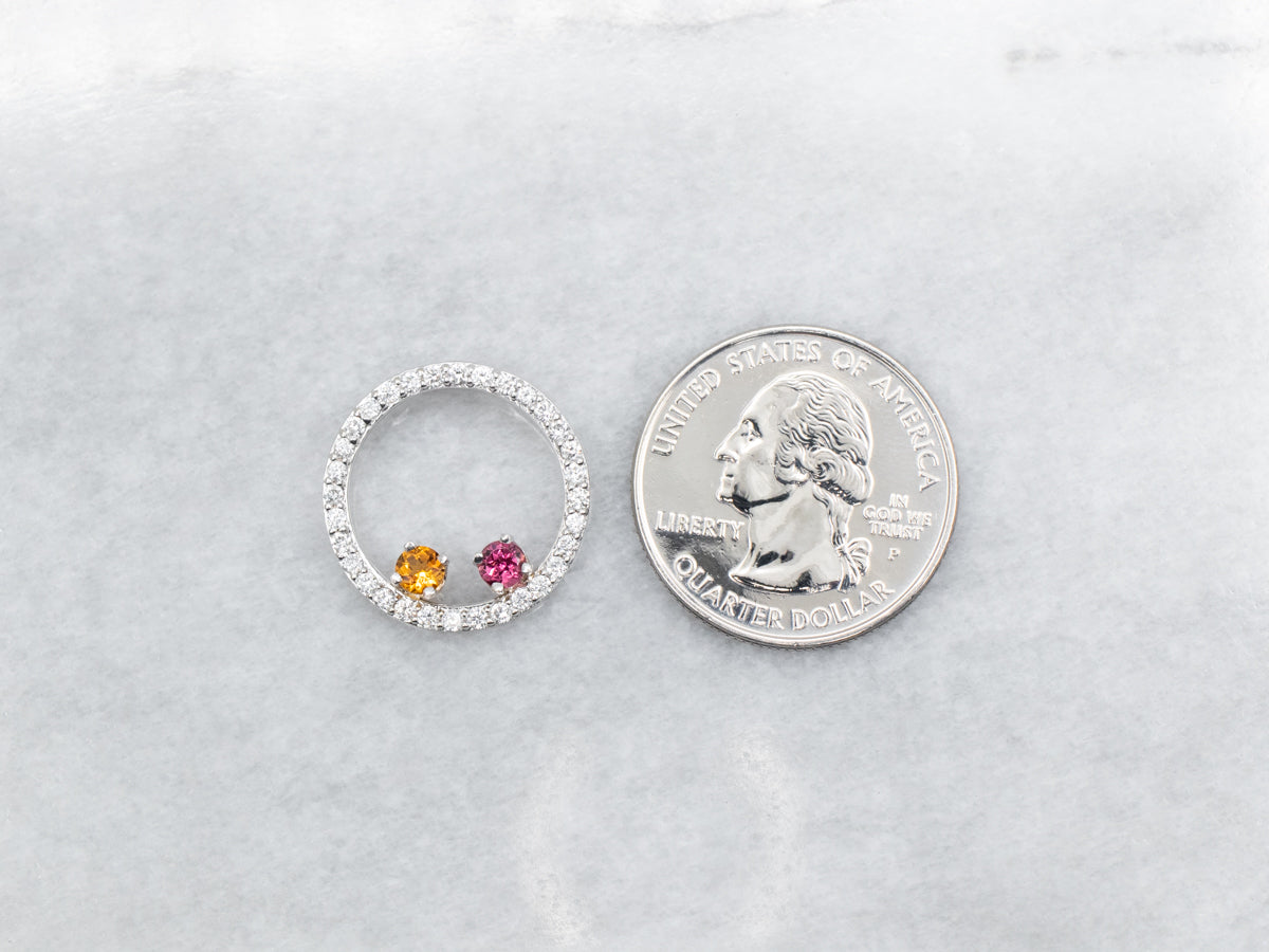 Diamond, Citrine, and Pink Tourmaline Pendant