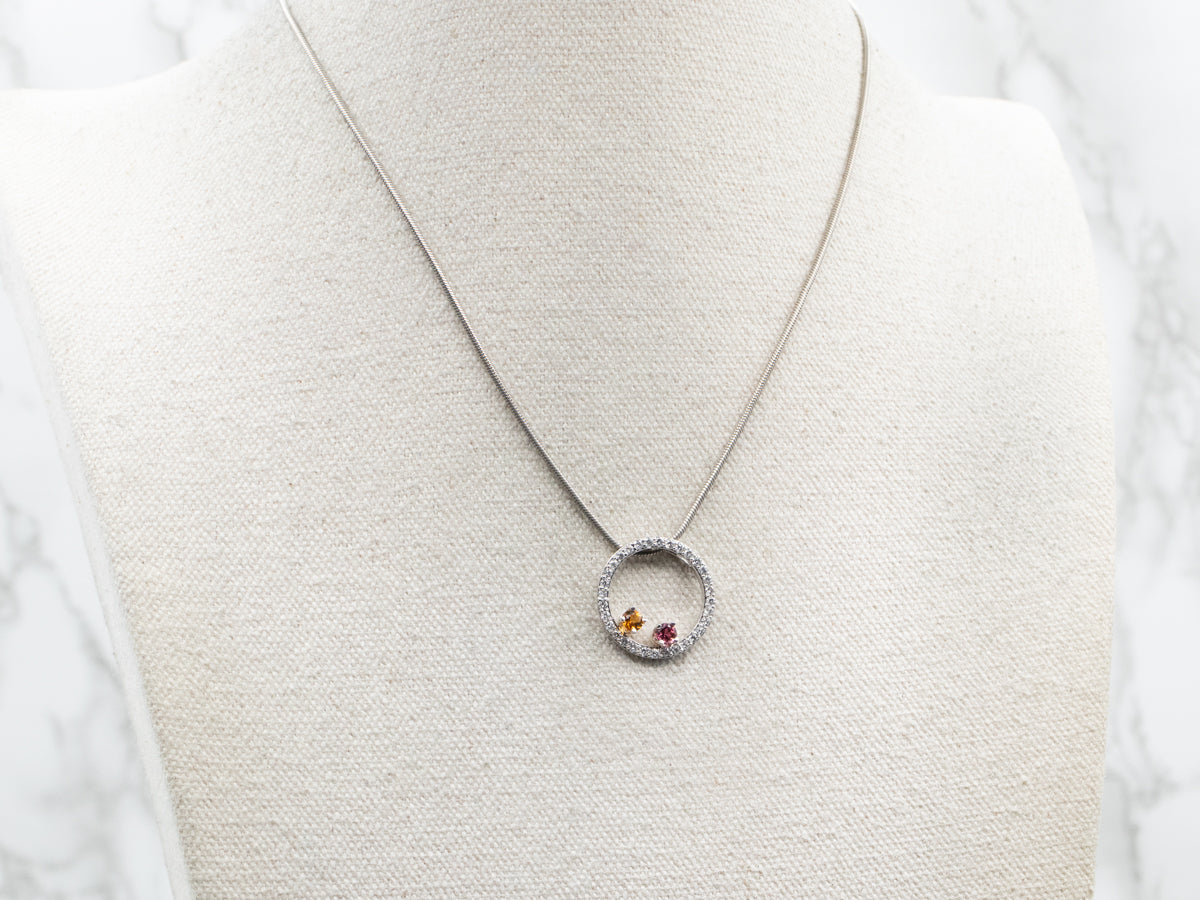 Diamond, Citrine, and Pink Tourmaline Pendant