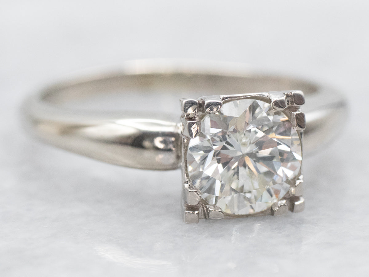 Retro Era Diamond Solitaire Engagement Ring