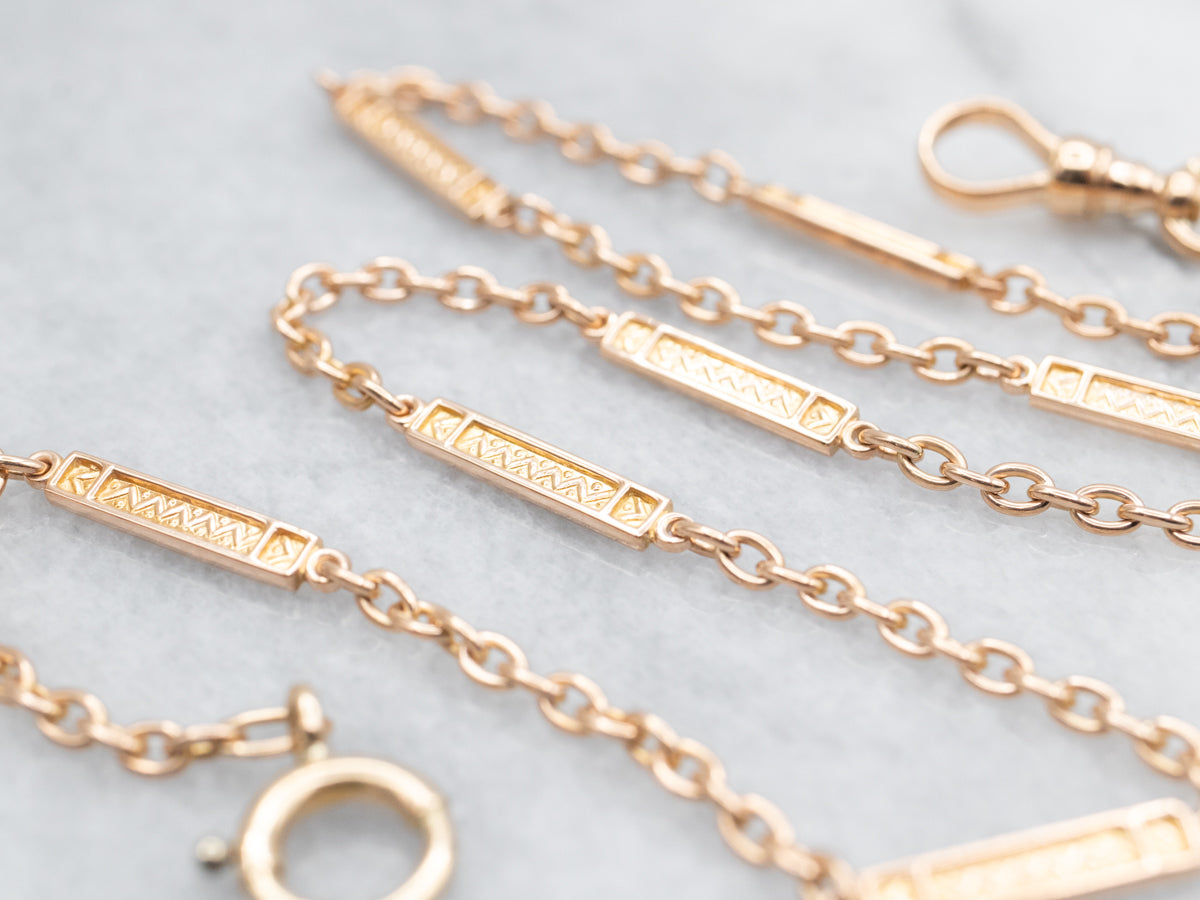 Pocket Watch Chain with Spring Ring and Dog Clip Clasp